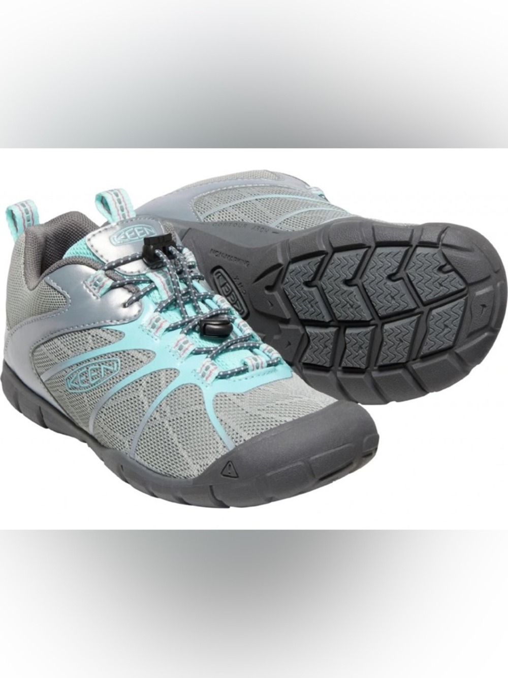 Keen Kids Gray and Aqua Water Shoes with Bungee Lacing